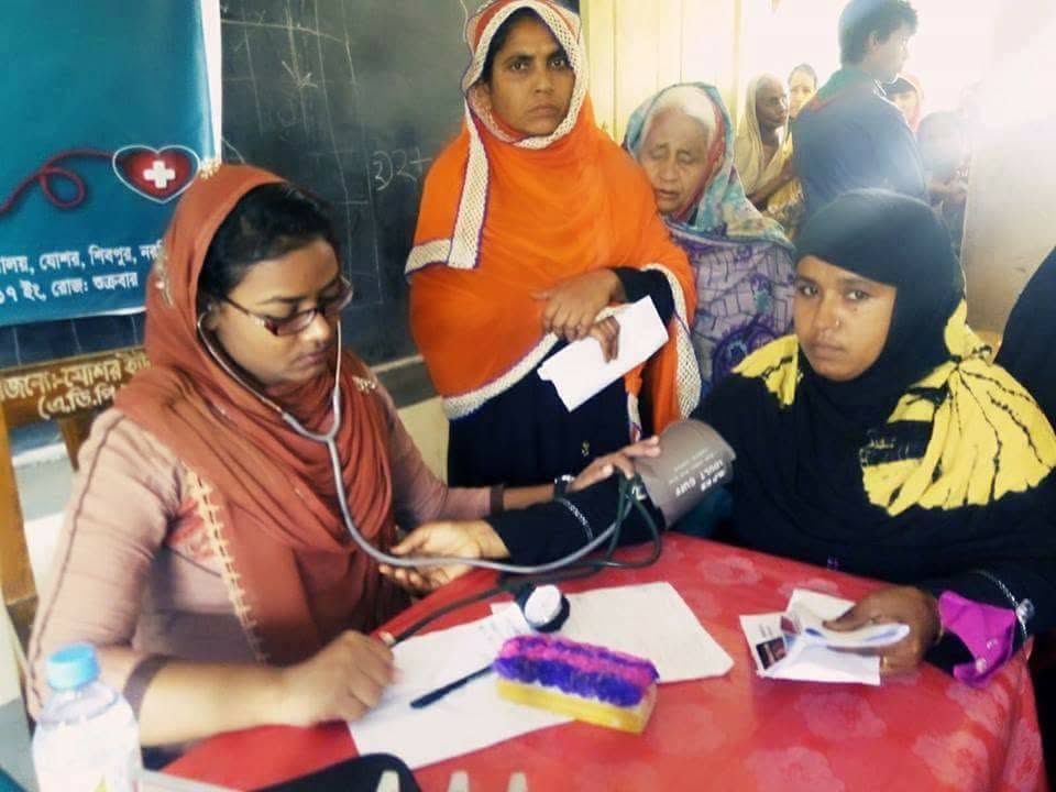 Mobile clinic setup in coastal village